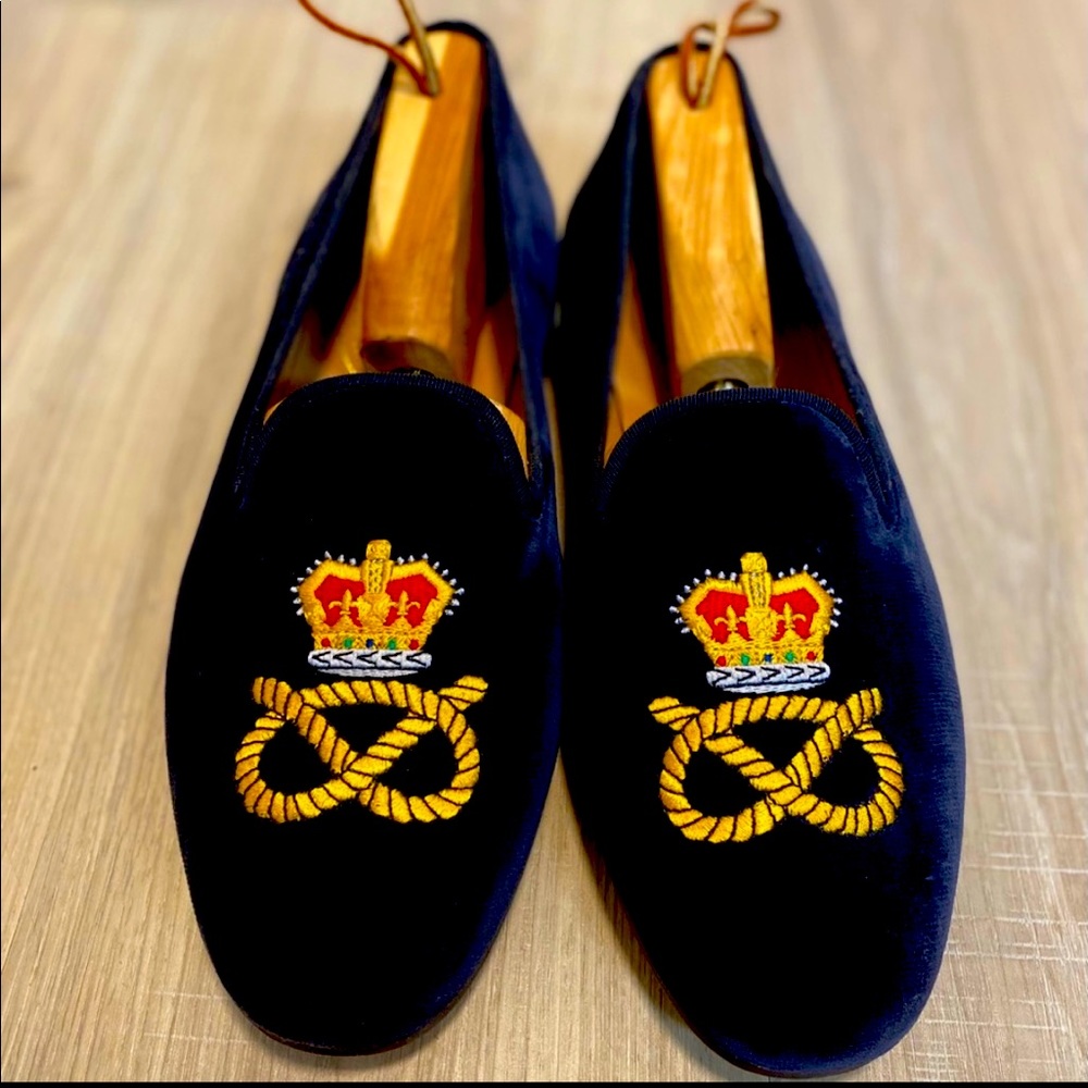 Stubbs & wooton royal blue crown slipper (men’s)